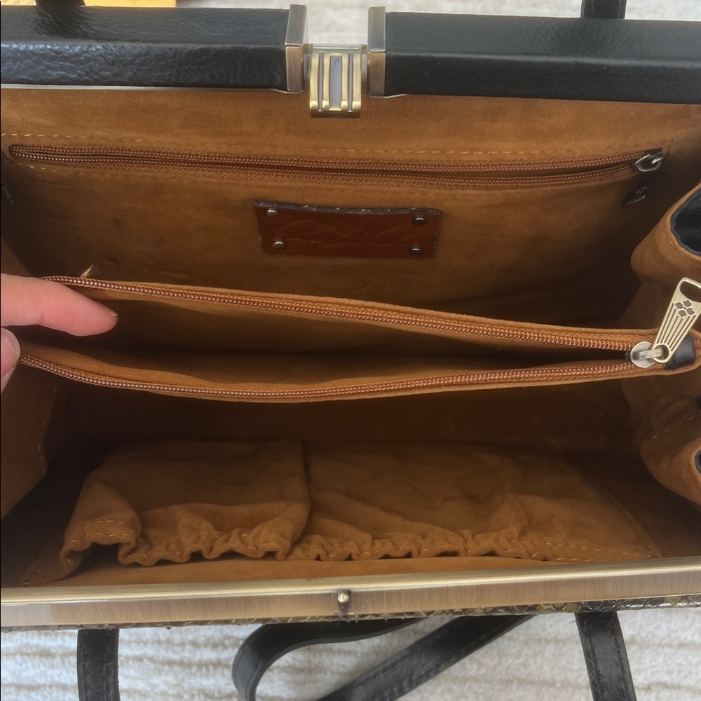 Patricia Nash Olive Snake Print Satchel - Picture 9 of 13